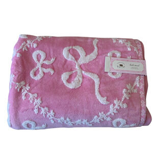 Plush Pink & White BOW Bath Towel Set of 2 Chic 100% Cotton  Bath NEW